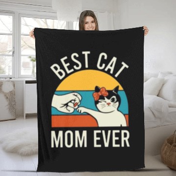 Discover best cat mom ever Fleece Blankets