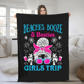 Discover Beaches Booze Besties Girls Trip Spring Break Fleece Blankets