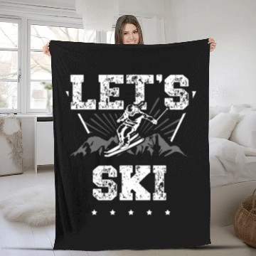 Discover Let's Ski Snow Skiing Ice Ski Winter Sport Skier Fleece Blankets