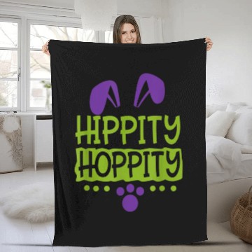 Discover Cute Sunday School or Egg Hunt Hippity Hoppity Fleece Blankets