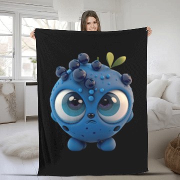 Discover Cute blueberry cartoon character Fleece Blankets