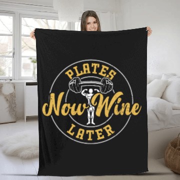 Discover Plates Now Wine Later - Gym Fleece Blankets