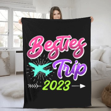Discover Besties Trip 2023 Vacation Friends Spring Break Fleece Blankets