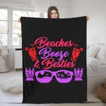 Discover Beaches Booze Besties Summer Vacation Spring Break Fleece Blankets