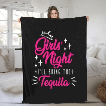 Discover Girls night out I bring the tequila Spring Break Fleece Blankets