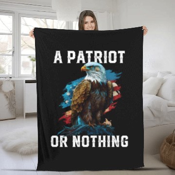 Discover A Patriot or Nothing American Bald Eagle Fleece Blankets