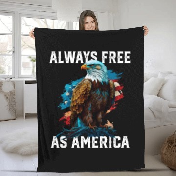 Discover Always Free as America American Bald Eagle USA Fleece Blankets
