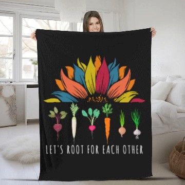 Discover Sunflower Let's Root For Each Other Vegetable Fleece Blankets