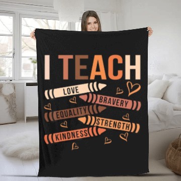Discover I Teach Love Bravery Equality Black African Americ Fleece Blankets