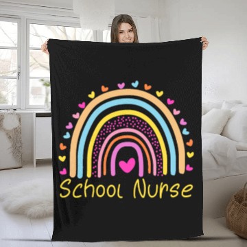 Discover School Nurse Rainbowcaronavirusdogekingchaddronepr Fleece Blankets