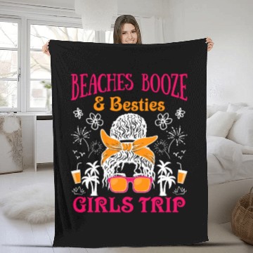 Discover Beaches Booze Besties Girls Trip Spring Break Fleece Blankets
