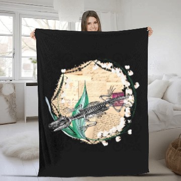 Discover The Skeleton Of An Alligator - Vintage Steampunk Fleece Blankets