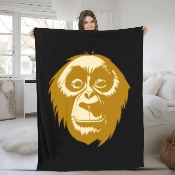 Discover ape face vector Fleece Blankets