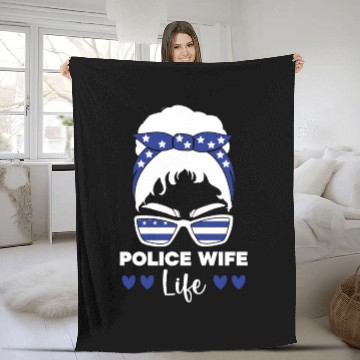 Discover Police Wife Life Cop Law Enforcement Officer Fleece Blankets