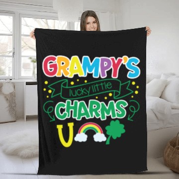 Discover Grampy's Lucky Little Charms Clover Shamrock Fleece Blankets