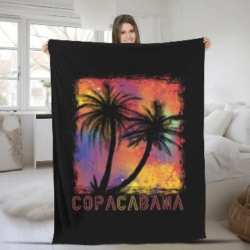Discover Palm tree Colorful Copacabana Paradise Rio Beach O Fleece Blankets