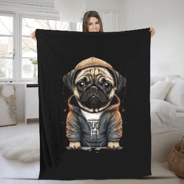 Discover Cool Swag Pug Fleece Blankets