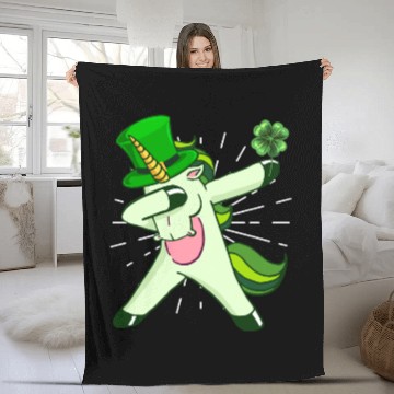 Discover Dabbing unicorn shamrock St. Patrick's Day Fleece Blankets