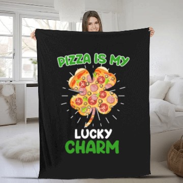 Discover Pizza is my Lucky Charm Pizza Fan Fleece Blankets