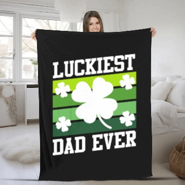 Discover Luckiest Dad Ever Shamrock St. Patrick's Day Fleece Blankets