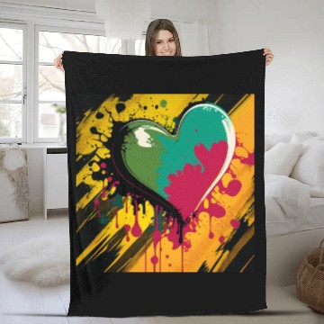 Discover Colorful Love Pop Art Heart with a Twist Fleece Blankets