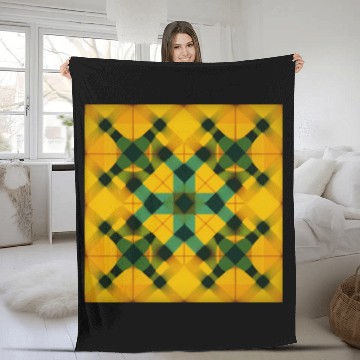 Discover Sunny Yellow Tartan Design Fleece Blankets