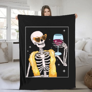 Discover Boujee Aesthetic Skeleton Wine Bougie Fleece Blankets