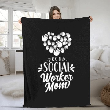 Discover Proud Social Worker Mom Graduation Work Job Fleece Blankets