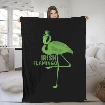 Discover Irish Flamingo St Patricks Day Fleece Blankets