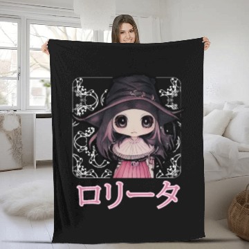 Discover Gothic Lolita Witch Japanese Chibi Anime Pastel Go Fleece Blankets