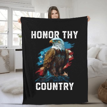 Discover Honor Thy Country American Bald Eagle America USA Fleece Blankets