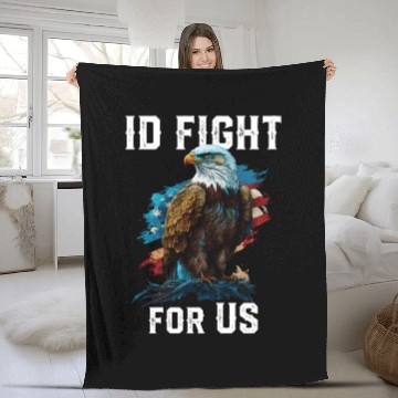Discover I'd Fight for US American Bald Eagle America USA Fleece Blankets