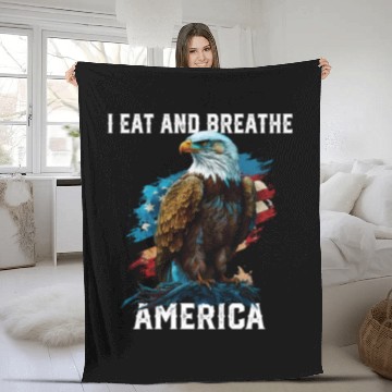 Discover I Eat and Breathe America American Bald Eagle Fleece Blankets