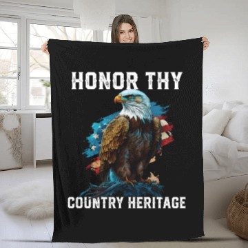 Discover Honor Thy Country Heritage American Bald Eagle Fleece Blankets