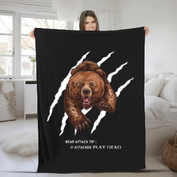 Discover Bear attack tip Fleece Blankets Funny for men and women