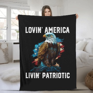 Discover Lovin America Livin Patriotic American Bald Eagle Fleece Blankets