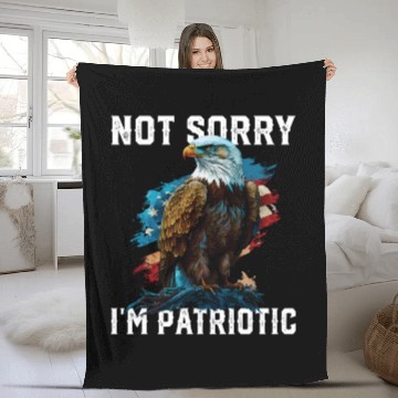 Discover Not Sorry I'm Patriotic American Bald Eagle Fleece Blankets