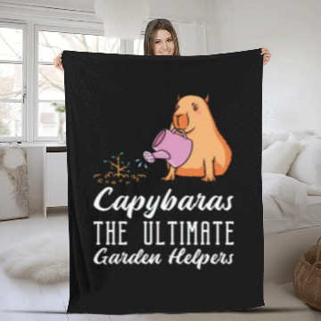 Discover Gardening Capybara Garden Planting Gardener Fleece Blankets