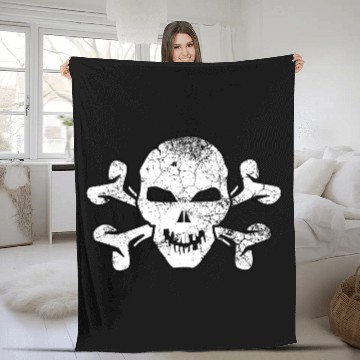 Discover Cracked Skull And Crossbones Fleece Blankets