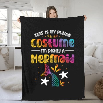 Discover This Is My Human Costume I'm Really A Mermaid Fleece Blankets