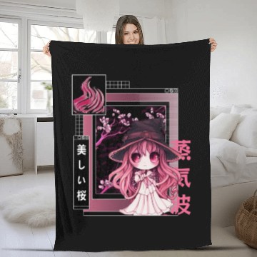 Discover Witch Chibi Japanese Vaporwave Aesthetic Pastel Go Fleece Blankets