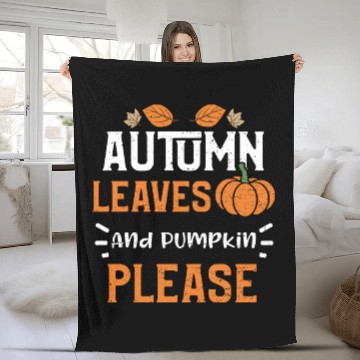 Discover Autumn Leaves And Pumpkin Please Fleece Blankets