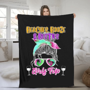 Discover Beaches Booze Besties Girls Trip Spring Break Fleece Blankets