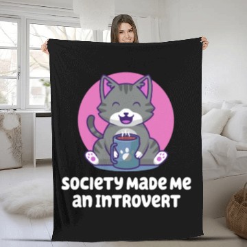 Discover Handcrafted by Society Introvert Sayings Antisocia Fleece Blankets