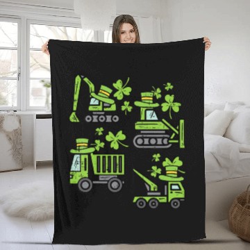 Discover Kids Irish Construction Truck Crane Toddler Boys Fleece Blankets