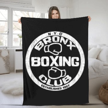 Discover Bronx Boxing Club Squared Circle Distressed Fleece Blankets