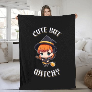 Discover Cute But Witchy Chibi Witch Wicca Fleece Blankets