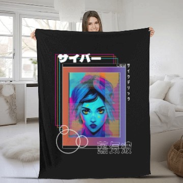 Discover Psychedelic Cyberpop Japanese Vaporwave Aesthetic Fleece Blankets