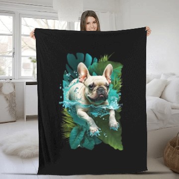 Discover French Bulldog on Vacation Mode Fleece Blankets