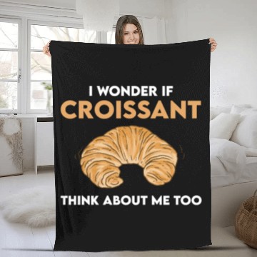 Discover Funny Croissant Lover Quote French Bread Fleece Blankets